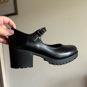Black Chunky Heel Mary Jane Shoes